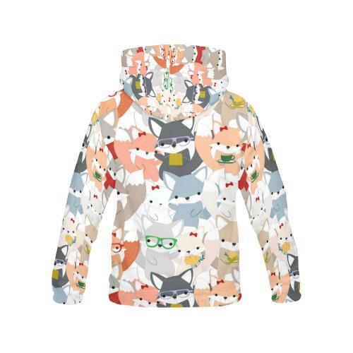 Colorul Fox Pattern Print Women Pullover Hoodie-grizzshop