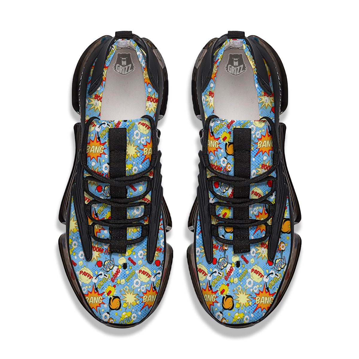 Comic Book Speech Bubbles Print Pattern Black Gym Shoes-grizzshop