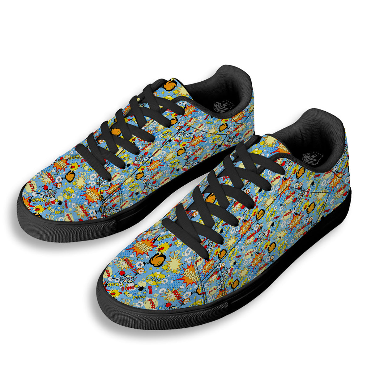 Comic Book Speech Bubbles Print Pattern Black Low Top Sneakers-grizzshop