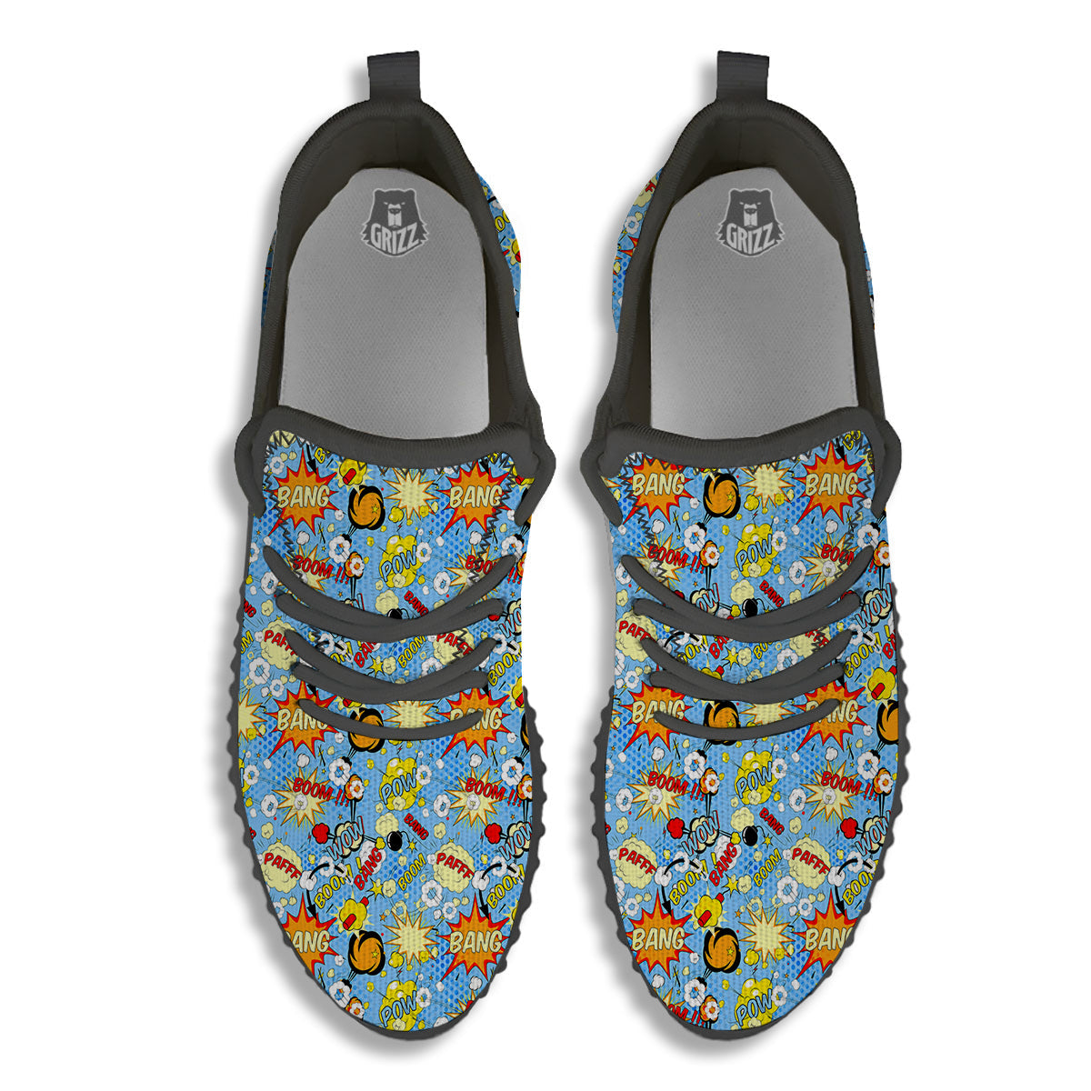 Comic Book Speech Bubbles Print Pattern Black Walking Shoes-grizzshop