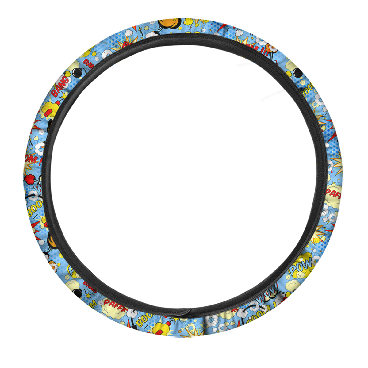 Comic Book Speech Bubbles Print Pattern Car Steering Wheel Cover-grizzshop