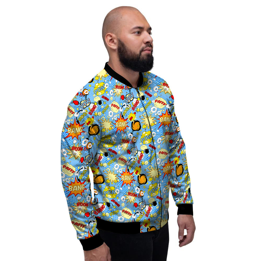 Comic Book Speech Bubbles Print Pattern Men's Bomber Jacket-grizzshop