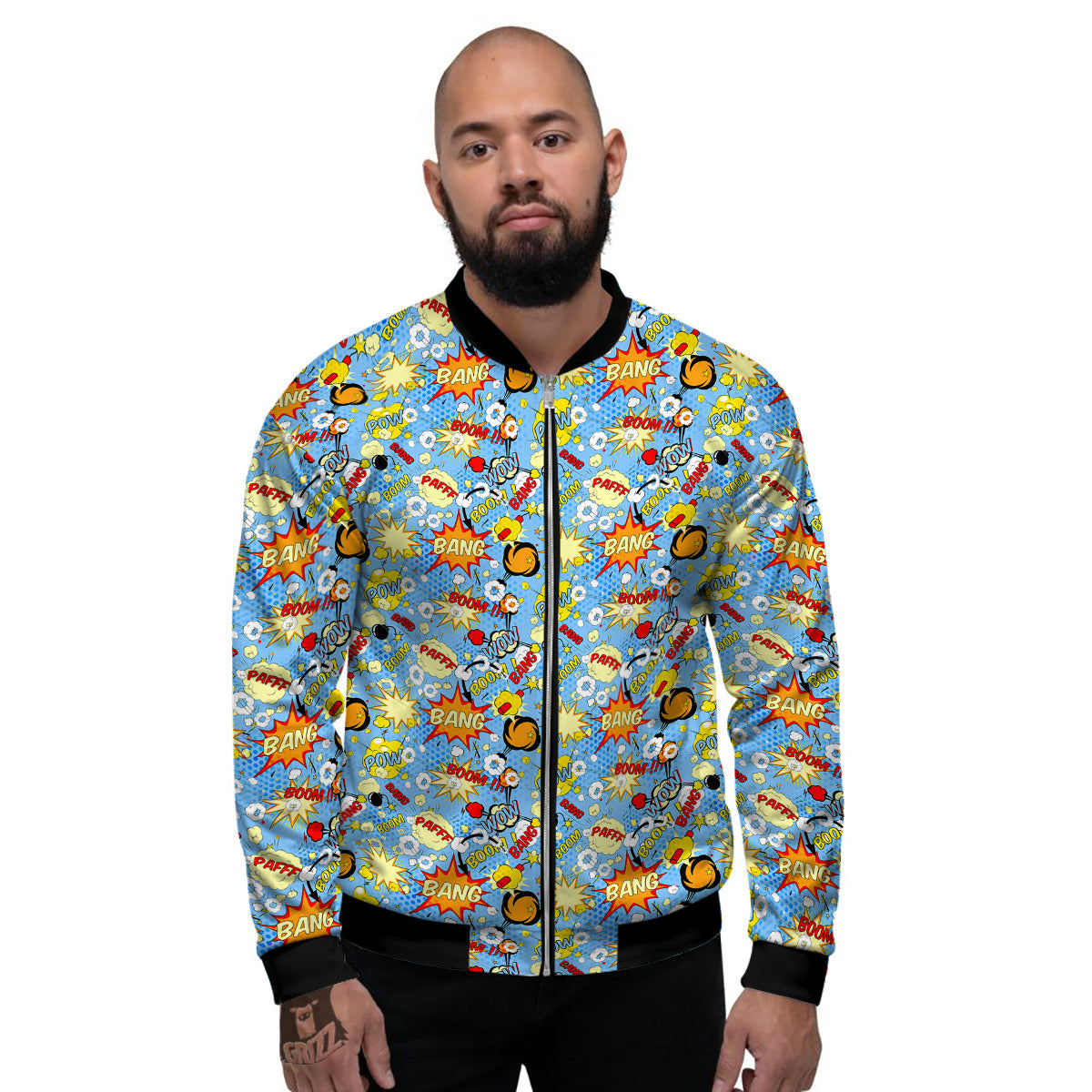 Comic Book Speech Bubbles Print Pattern Men's Bomber Jacket-grizzshop