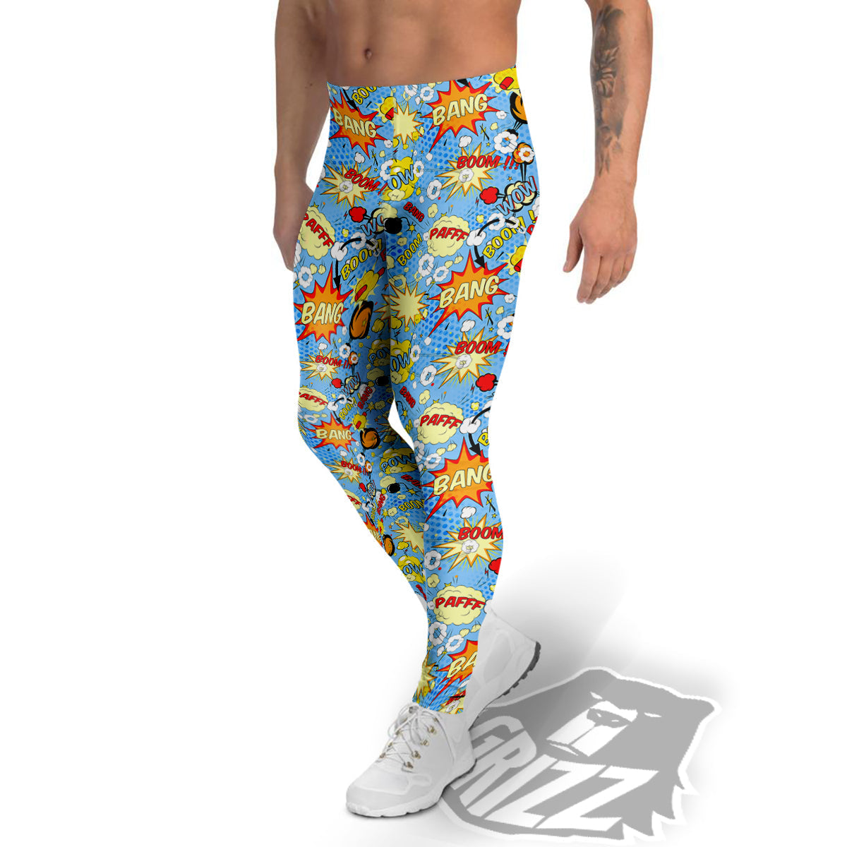 Comic Book Speech Bubbles Print Pattern Men's Leggings-grizzshop