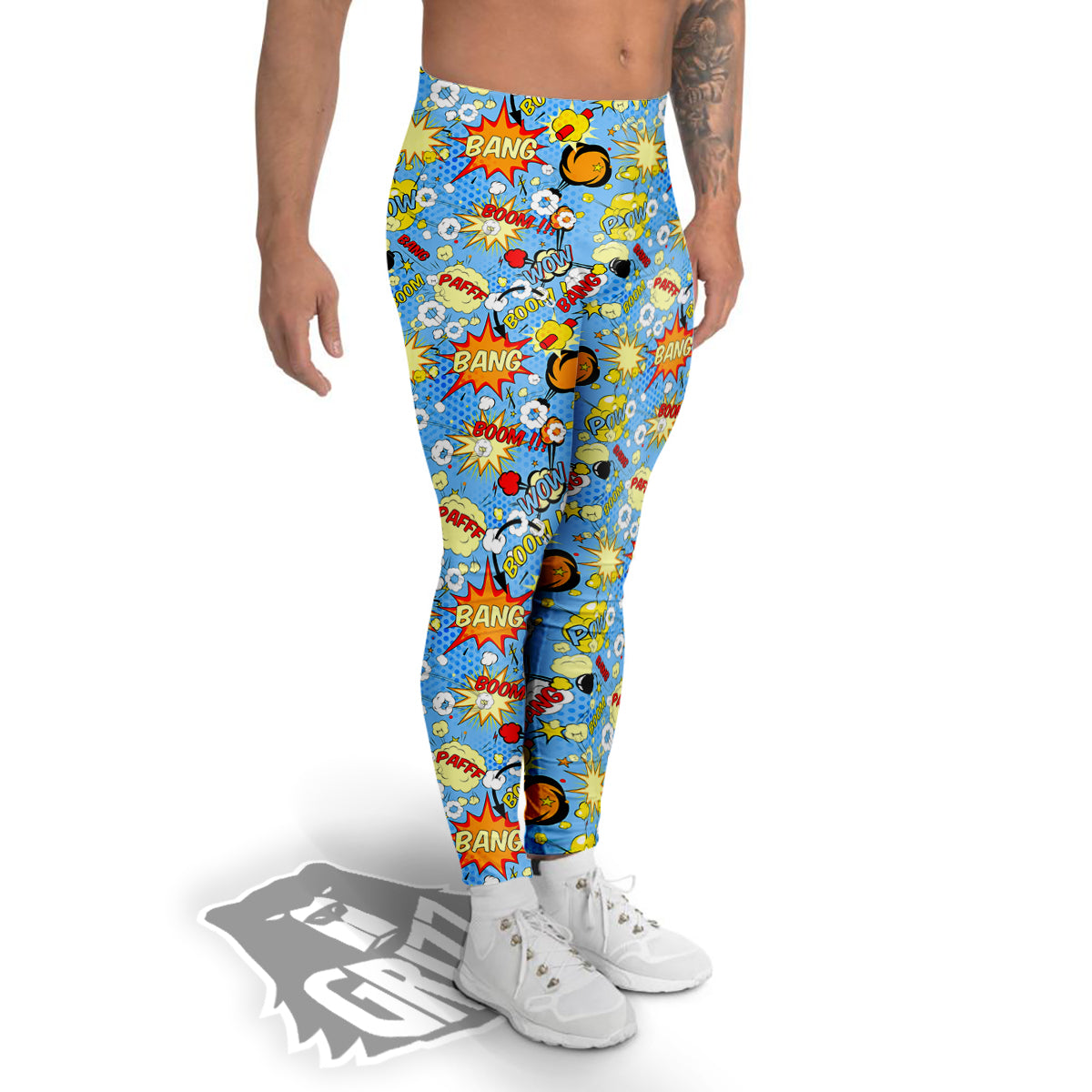Comic Book Speech Bubbles Print Pattern Men's Leggings-grizzshop
