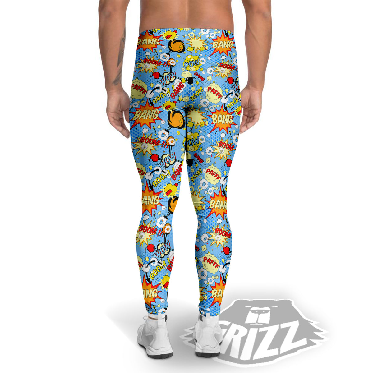 Comic Book Speech Bubbles Print Pattern Men's Leggings-grizzshop