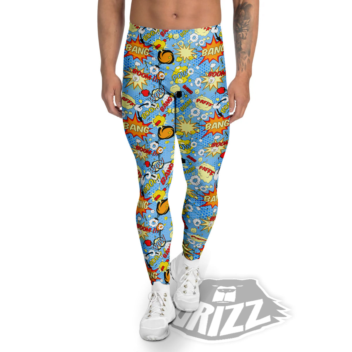 Comic Book Speech Bubbles Print Pattern Men's Leggings-grizzshop