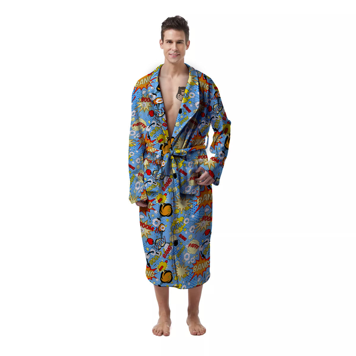 Comic Book Speech Bubbles Print Pattern Men's Robe-grizzshop