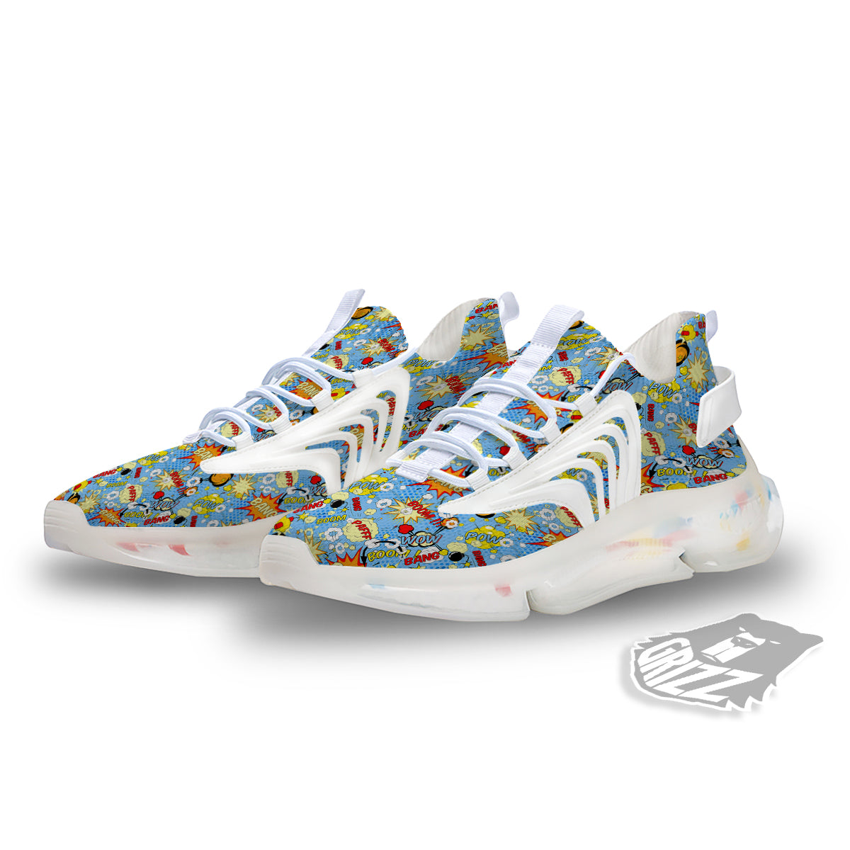 Comic Book Speech Bubbles Print Pattern White Gym Shoes-grizzshop