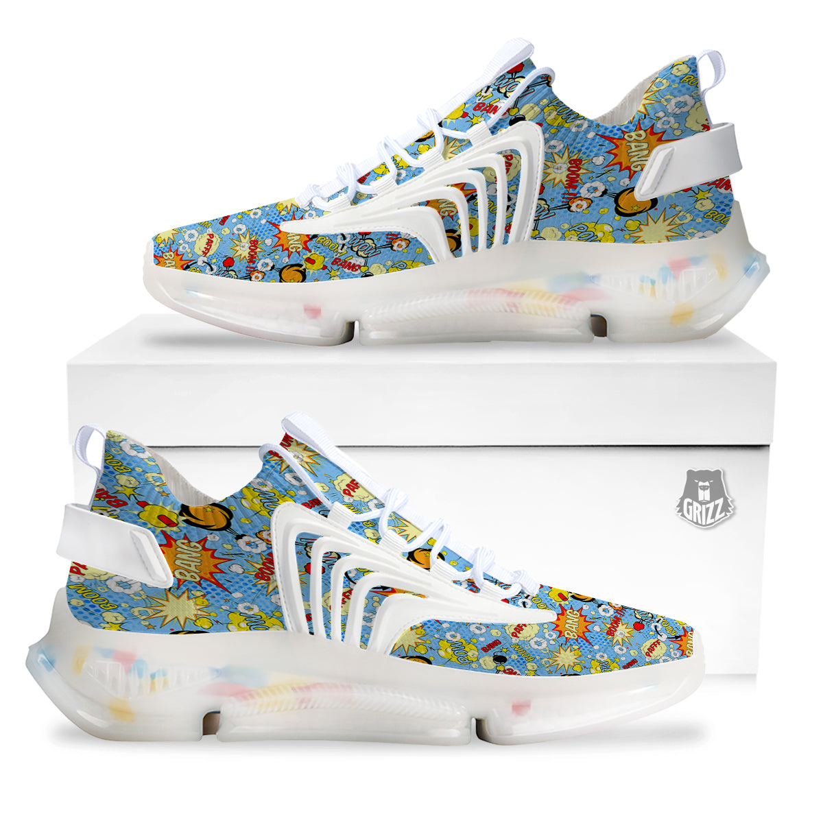 Comic Book Speech Bubbles Print Pattern White Gym Shoes-grizzshop