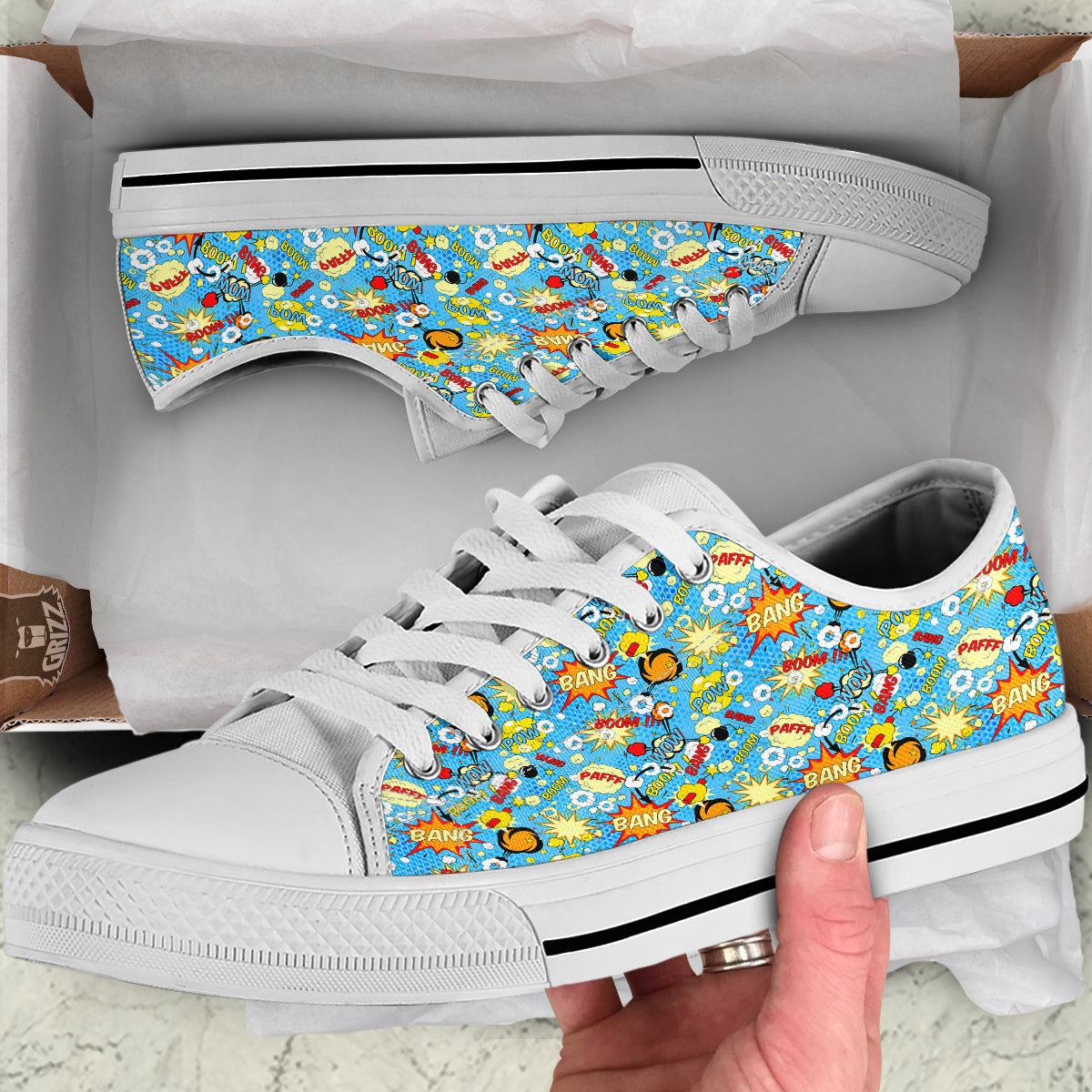 Comic Book Speech Bubbles Print Pattern White Low Top Shoes-grizzshop