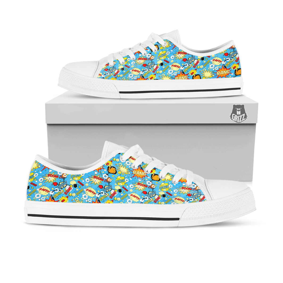 Comic Book Speech Bubbles Print Pattern White Low Top Shoes-grizzshop