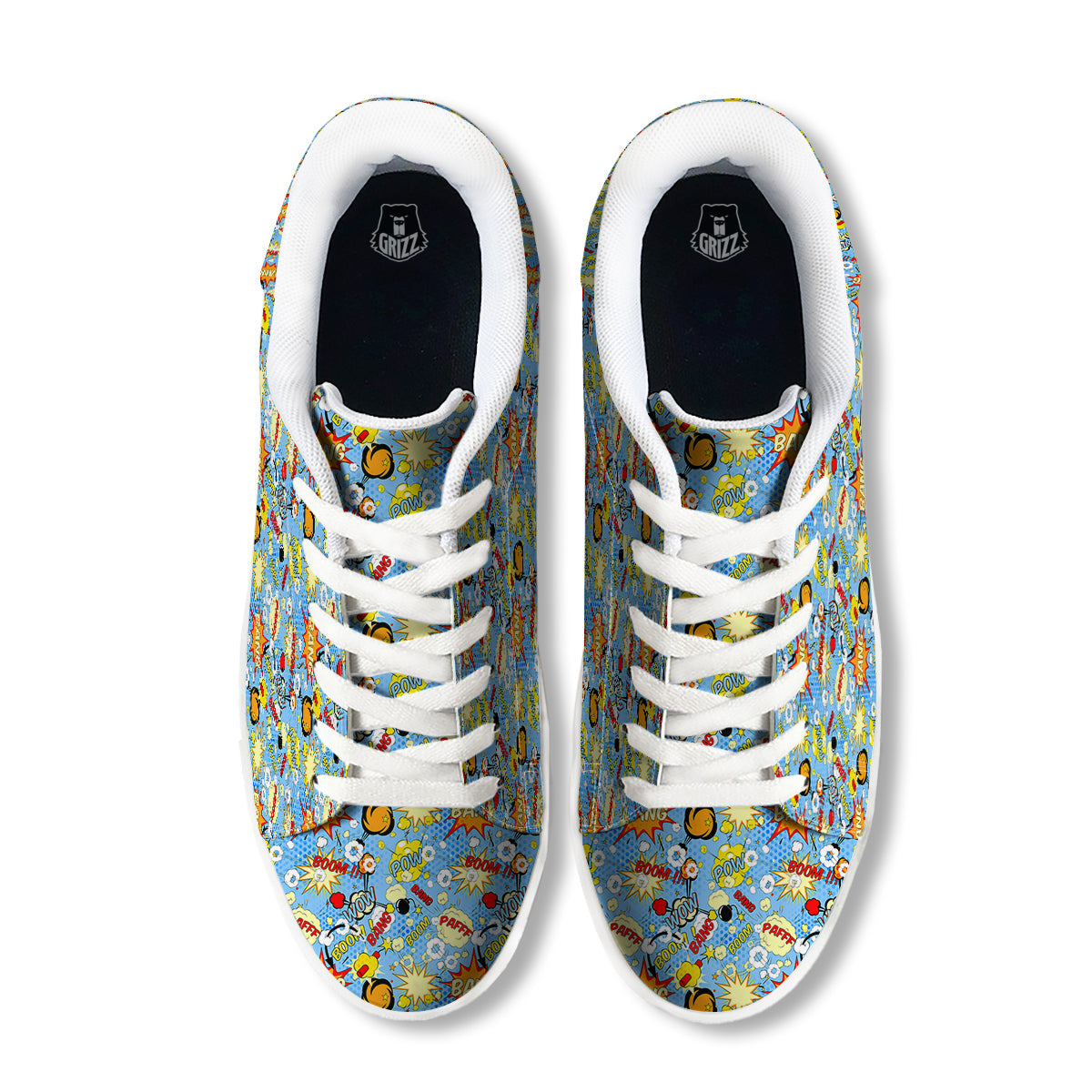 Comic Book Speech Bubbles Print Pattern White Low Top Sneakers-grizzshop