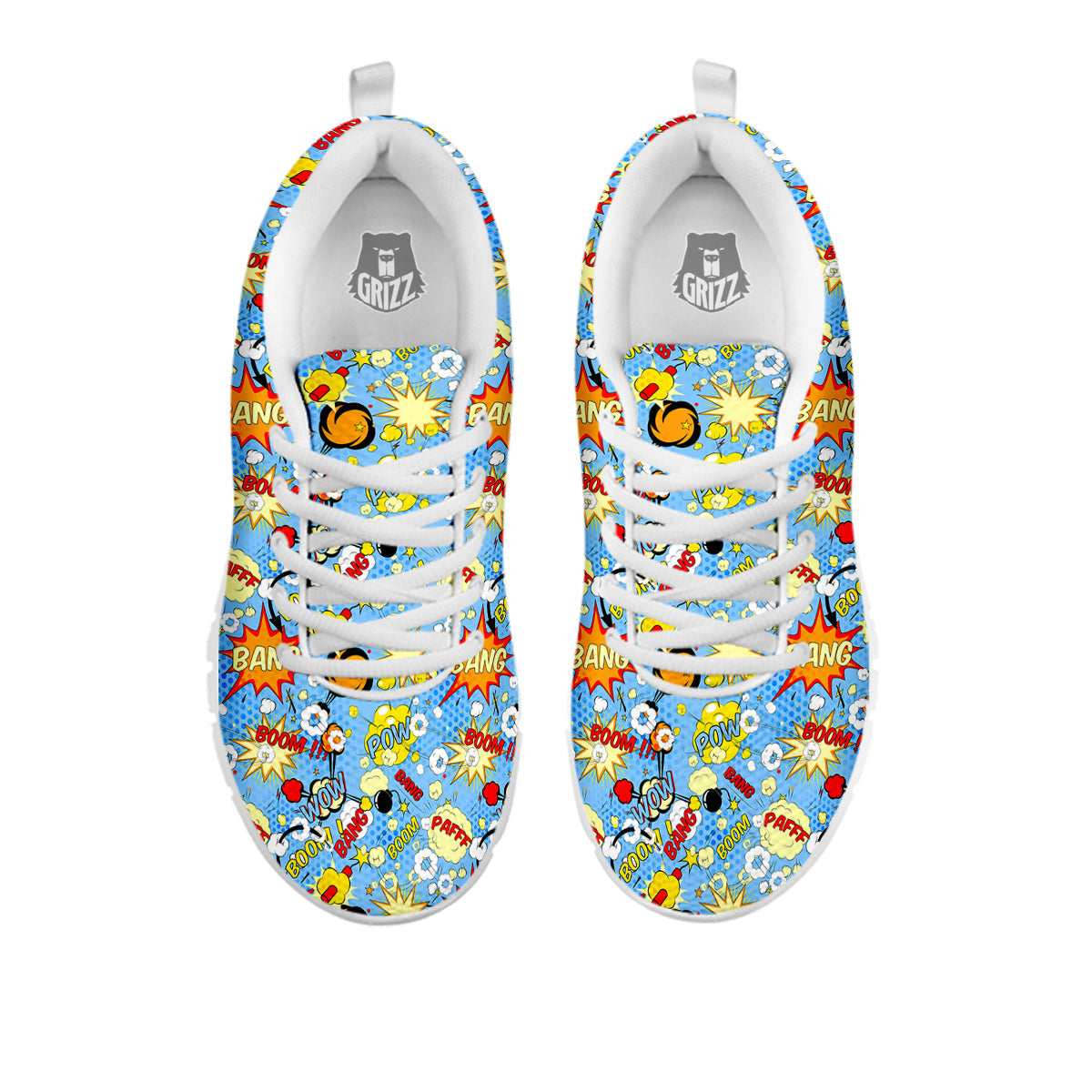 Comic Book Speech Bubbles Print Pattern White Sneaker-grizzshop
