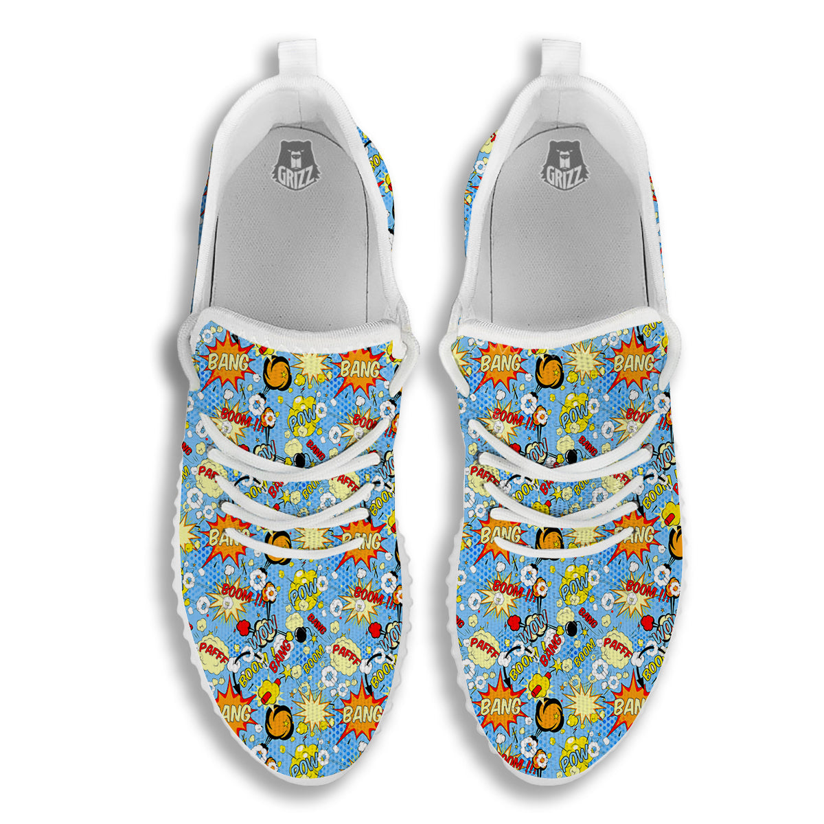 Comic Book Speech Bubbles Print Pattern White Walking Shoes-grizzshop