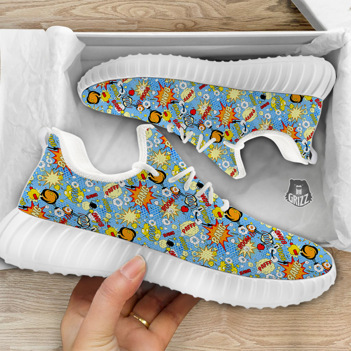 Comic Book Speech Bubbles Print Pattern White Walking Shoes-grizzshop