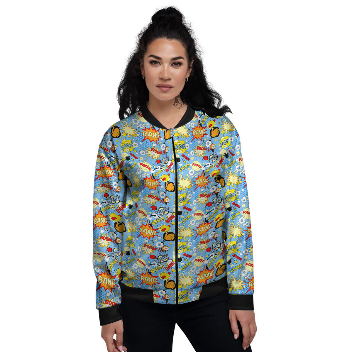 Comic Book Speech Bubbles Print Pattern Women's Bomber Jacket-grizzshop