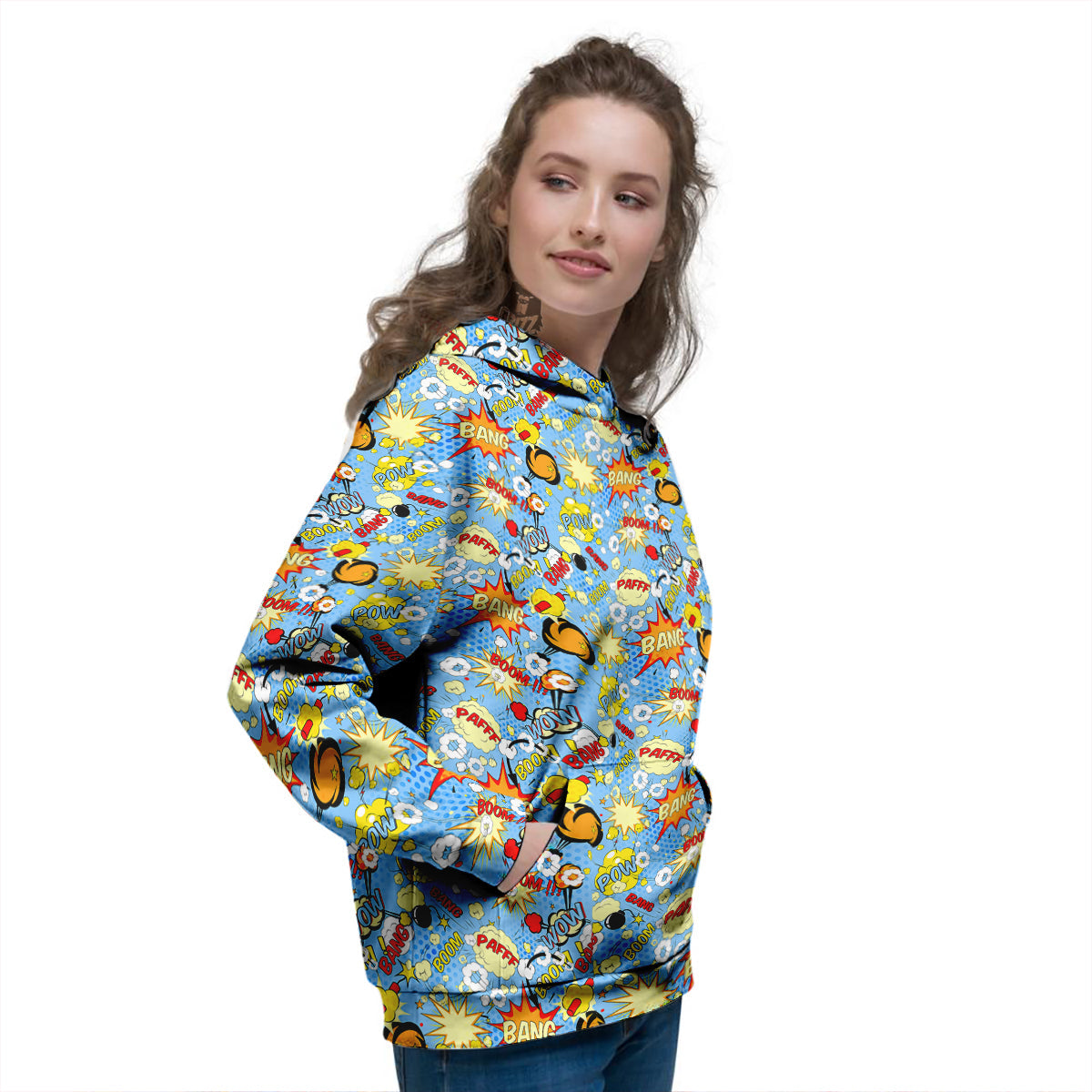 Comic Book Speech Bubbles Print Pattern Women's Hoodie-grizzshop