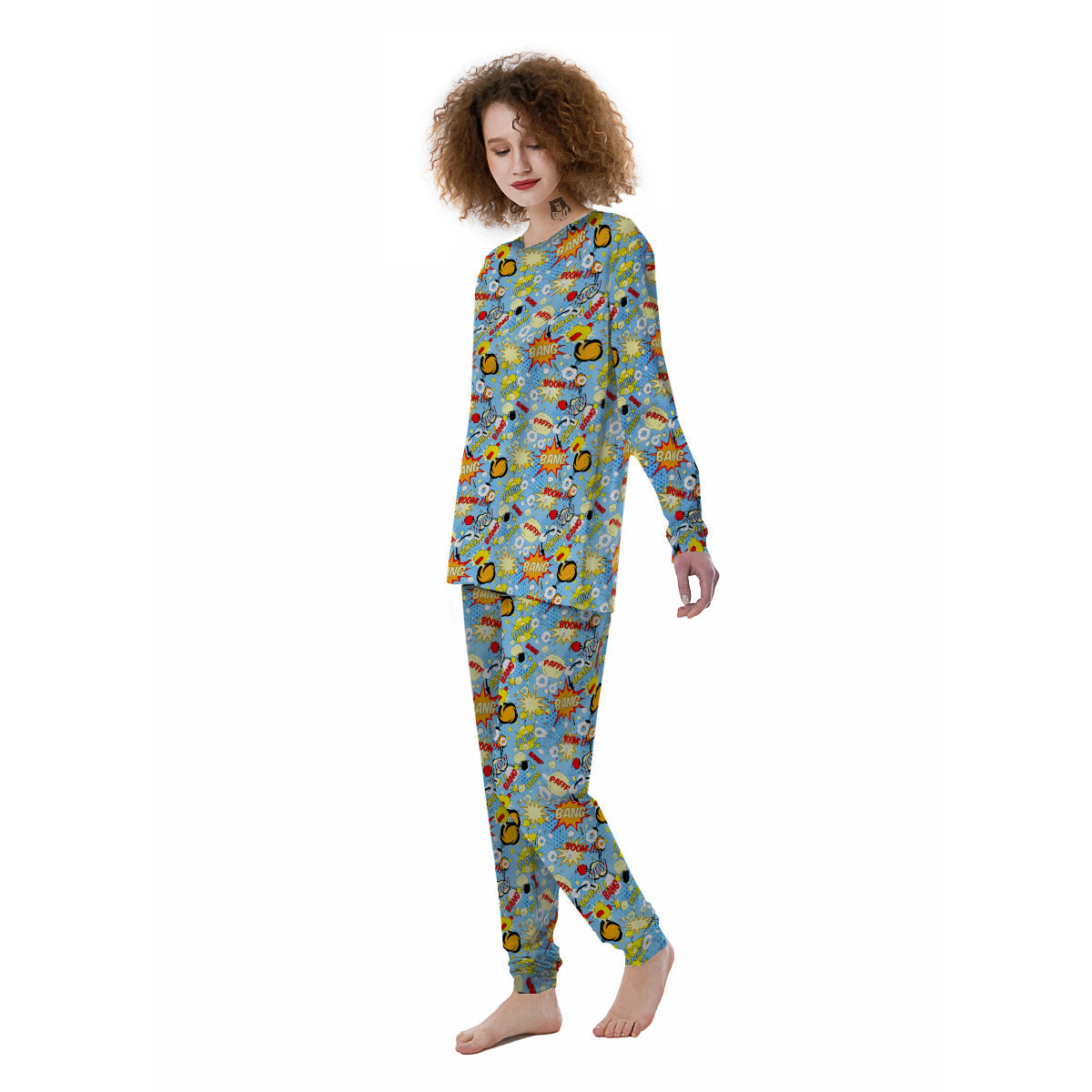 Comic Book Speech Bubbles Print Pattern Women's Pajamas-grizzshop