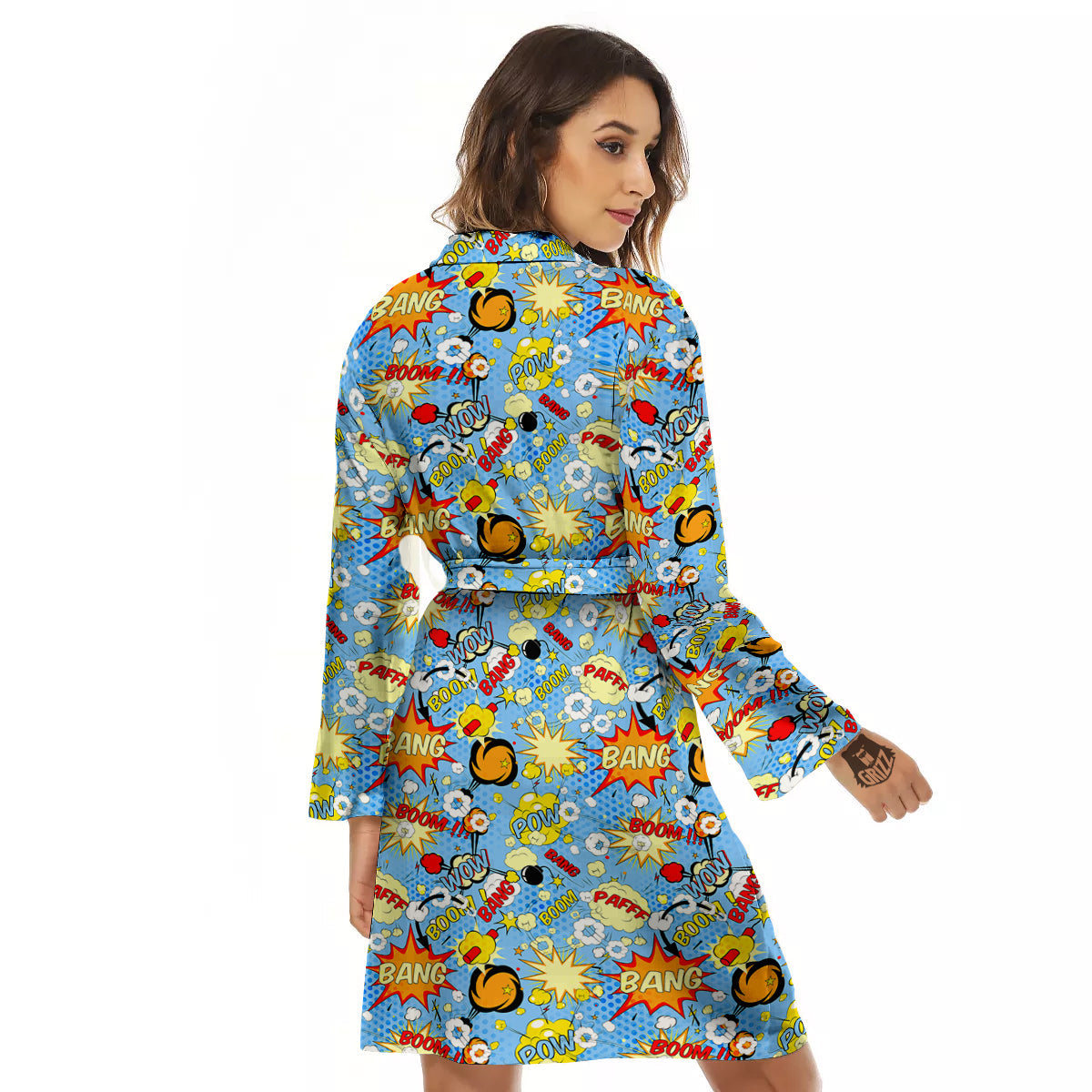 Comic Book Speech Bubbles Print Pattern Women's Robe-grizzshop