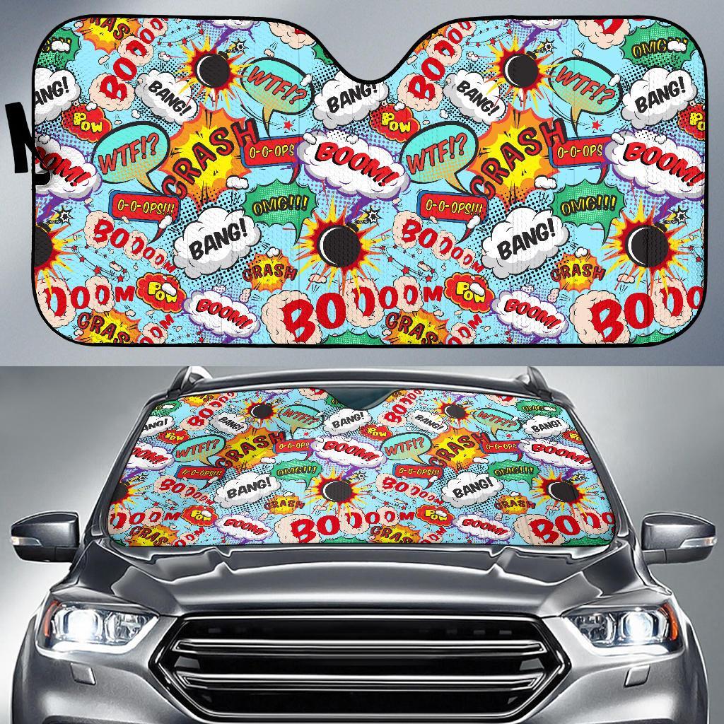 Comic Book Strip Pattern Print Car Sun Shade-grizzshop