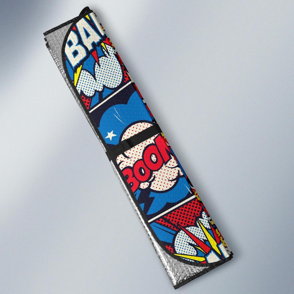 Comic Strip Book Pattern Print Car Sun Shade-grizzshop