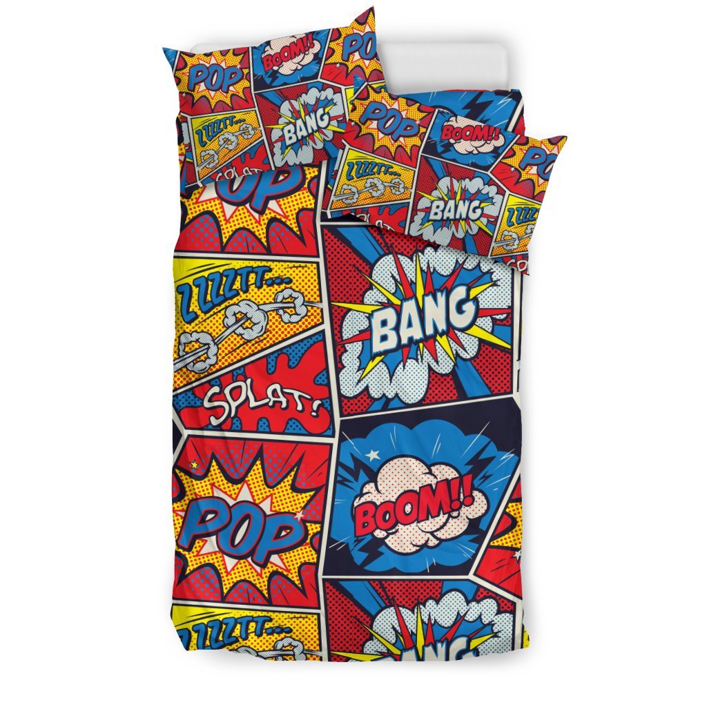 Comic Strip Book Pattern Print Duvet Cover Bedding Set-grizzshop