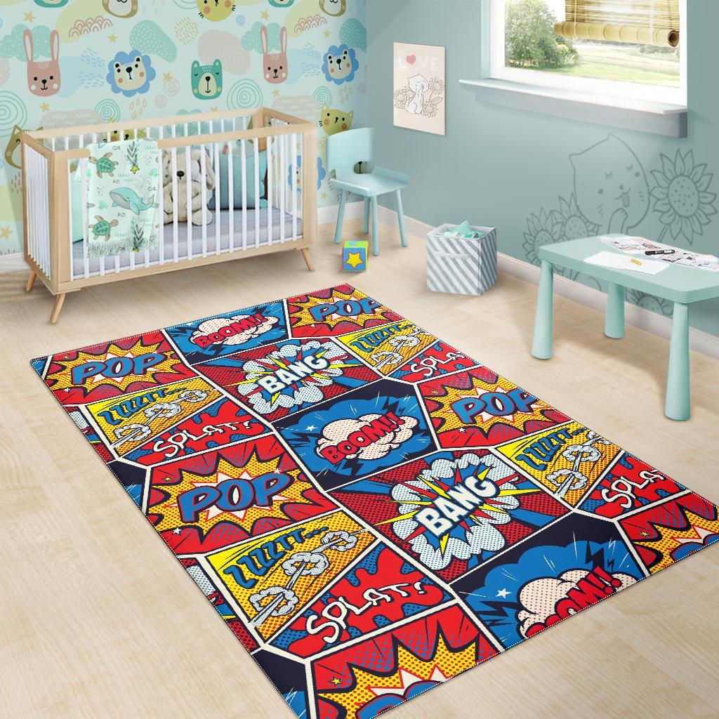 Comic Strip Book Pattern Print Floor Mat-grizzshop