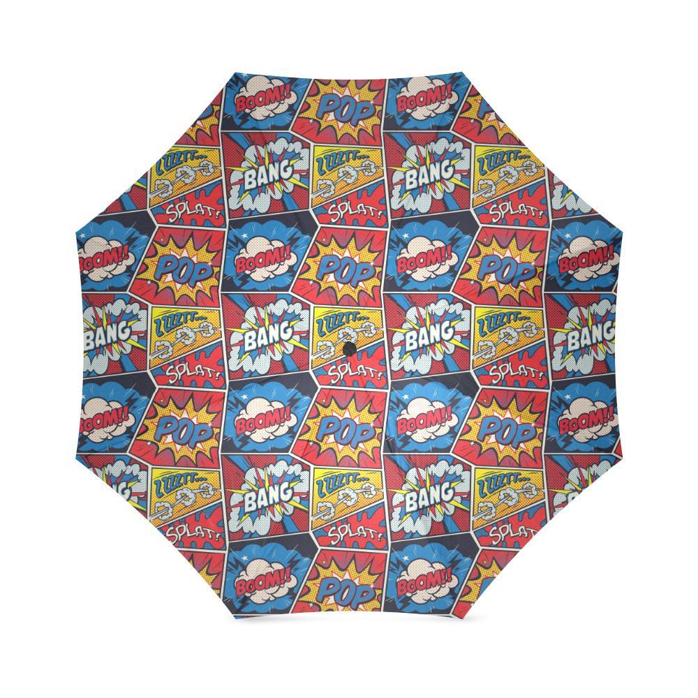 Comic Strip Book Pattern Print Foldable Umbrella-grizzshop