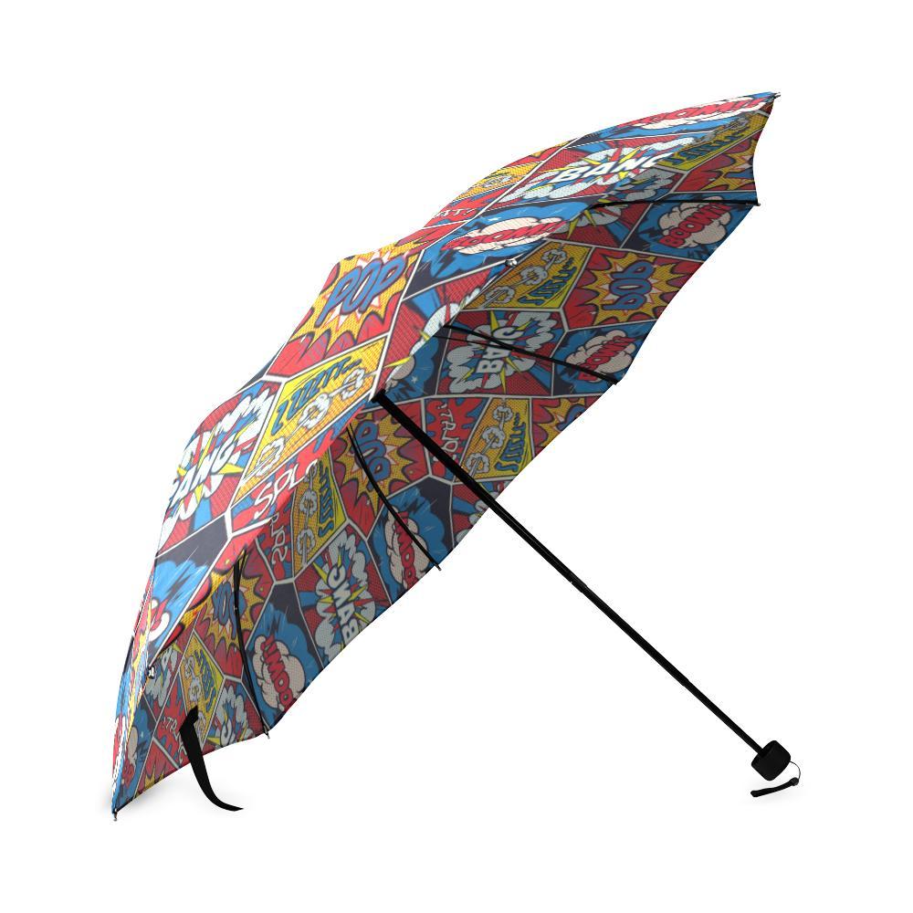 Comic Strip Book Pattern Print Foldable Umbrella-grizzshop
