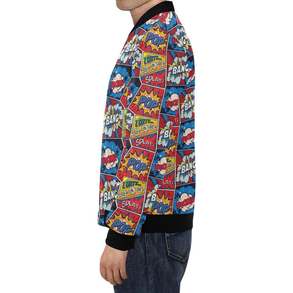 Comic Strip Book Pattern Print Men's Bomber Jacket-grizzshop