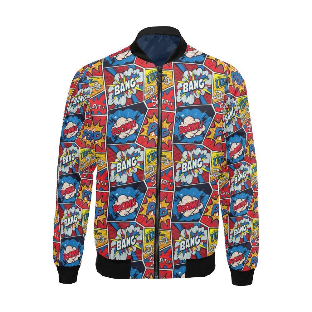Comic Strip Book Pattern Print Men's Bomber Jacket-grizzshop