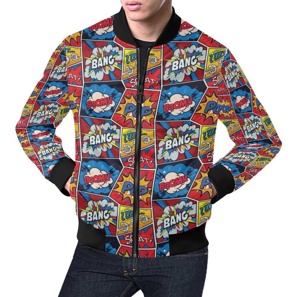 Comic Strip Book Pattern Print Men's Bomber Jacket-grizzshop