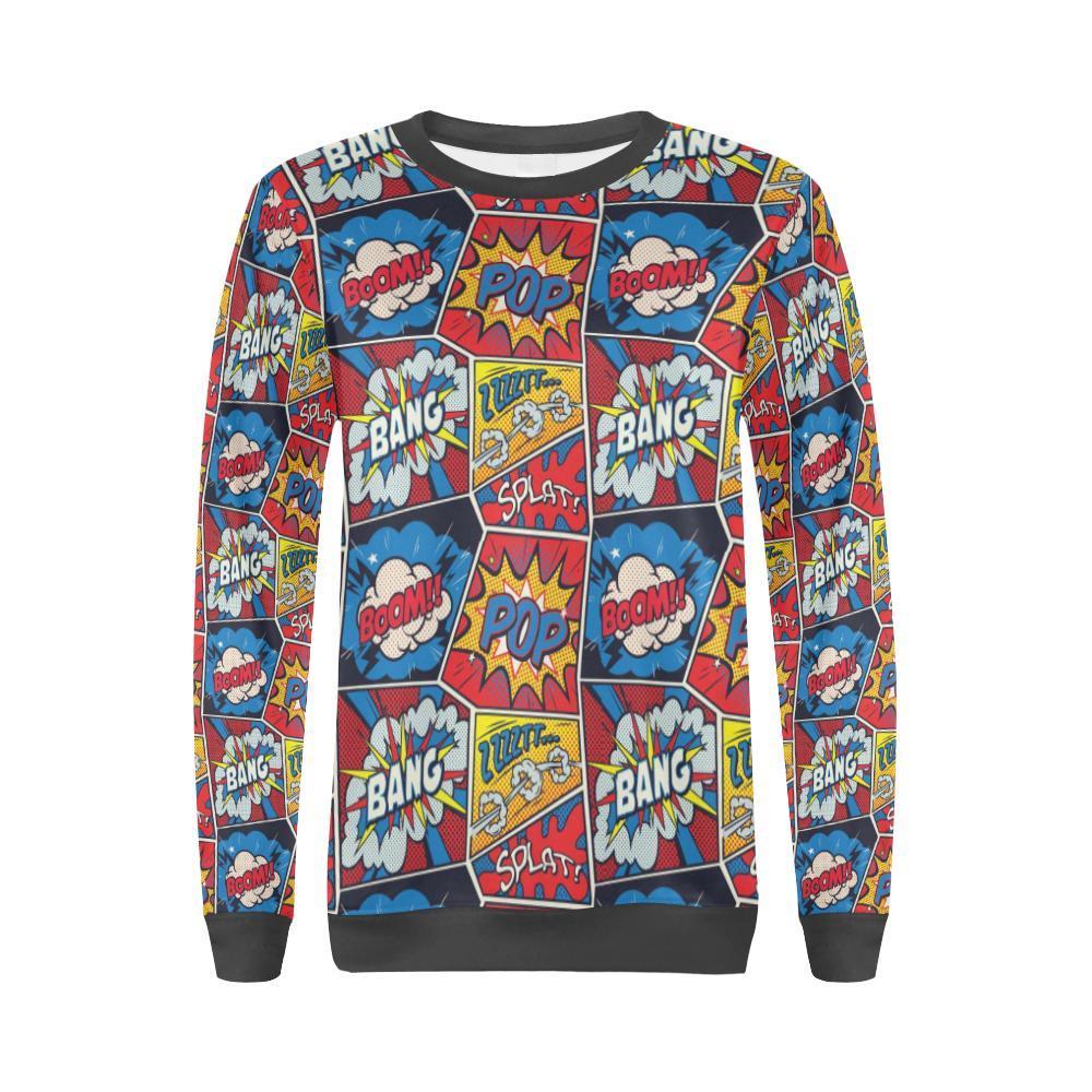Comic Strip Book Pattern Print Women's Sweatshirt-grizzshop