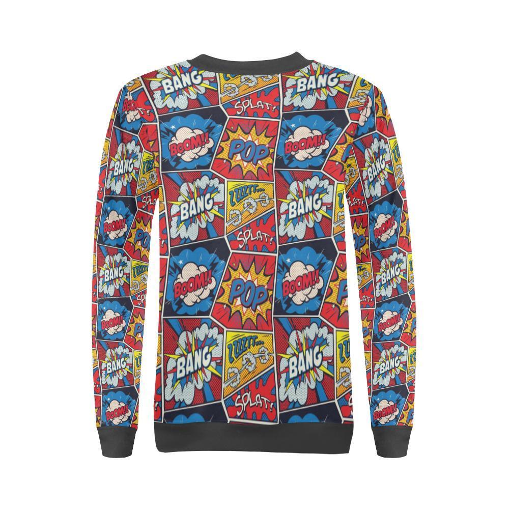 Comic Strip Book Pattern Print Women's Sweatshirt-grizzshop