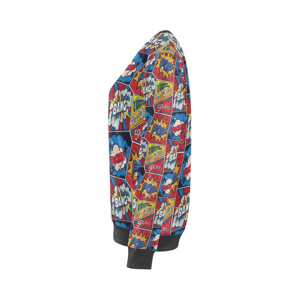 Comic Strip Book Pattern Print Women's Sweatshirt-grizzshop