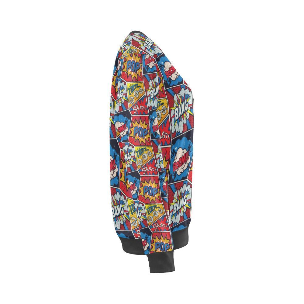 Comic Strip Book Pattern Print Women's Sweatshirt-grizzshop