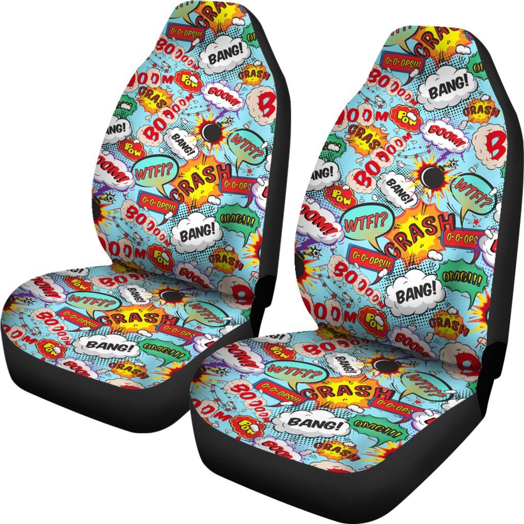 Comic Book Strip Pattern Print Universal Fit Car Seat Cover-grizzshop