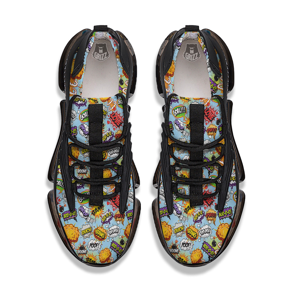 Comics Book Speech Print Pattern Black Gym Shoes-grizzshop