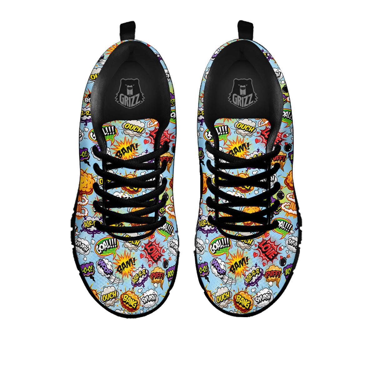 Comics Book Speech Print Pattern Black Sneaker-grizzshop