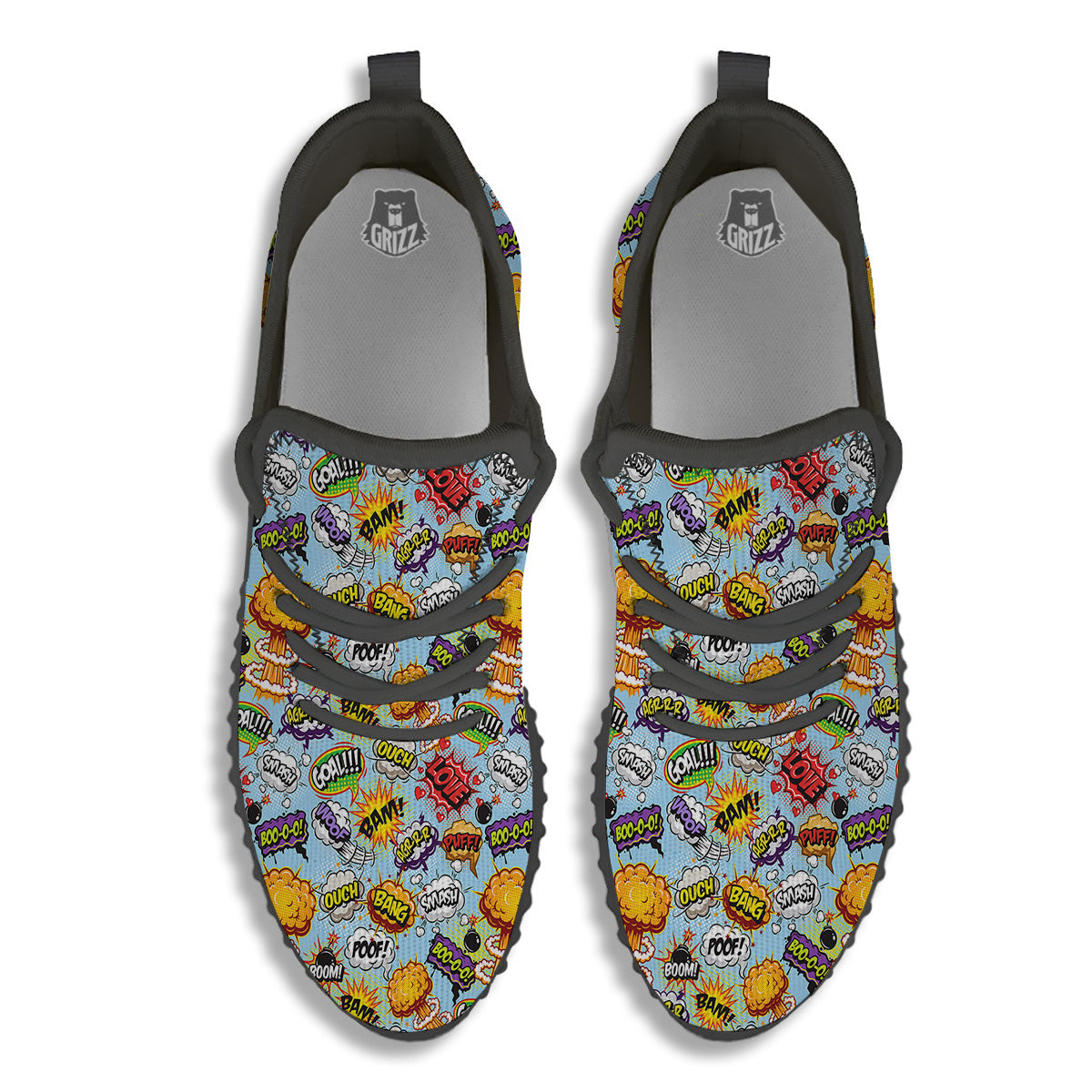 Comics Book Speech Print Pattern Black Walking Shoes-grizzshop