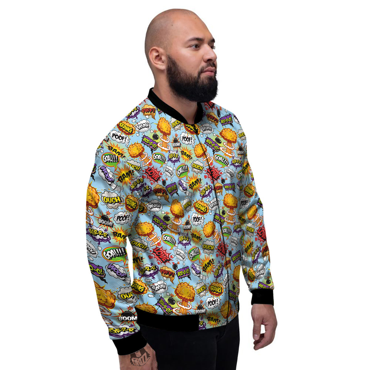 Comics Book Speech Print Pattern Men's Bomber Jacket-grizzshop