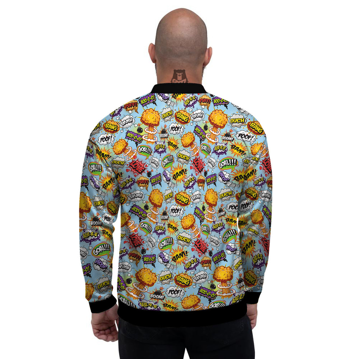 Comics Book Speech Print Pattern Men's Bomber Jacket-grizzshop