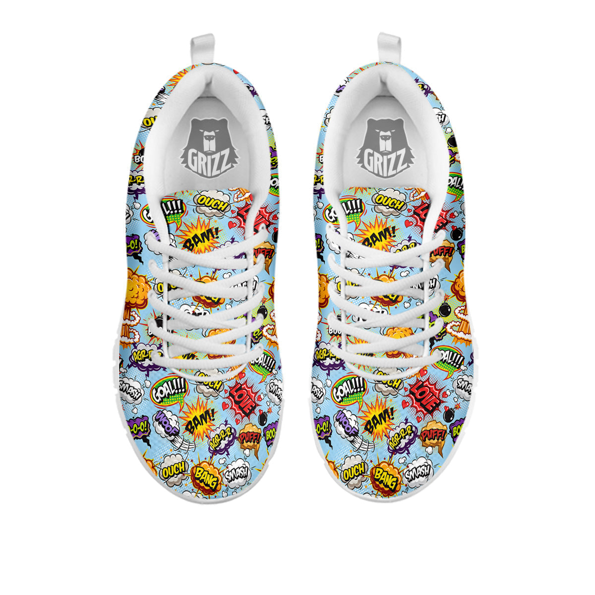 Comics Book Speech Print Pattern White Sneaker-grizzshop