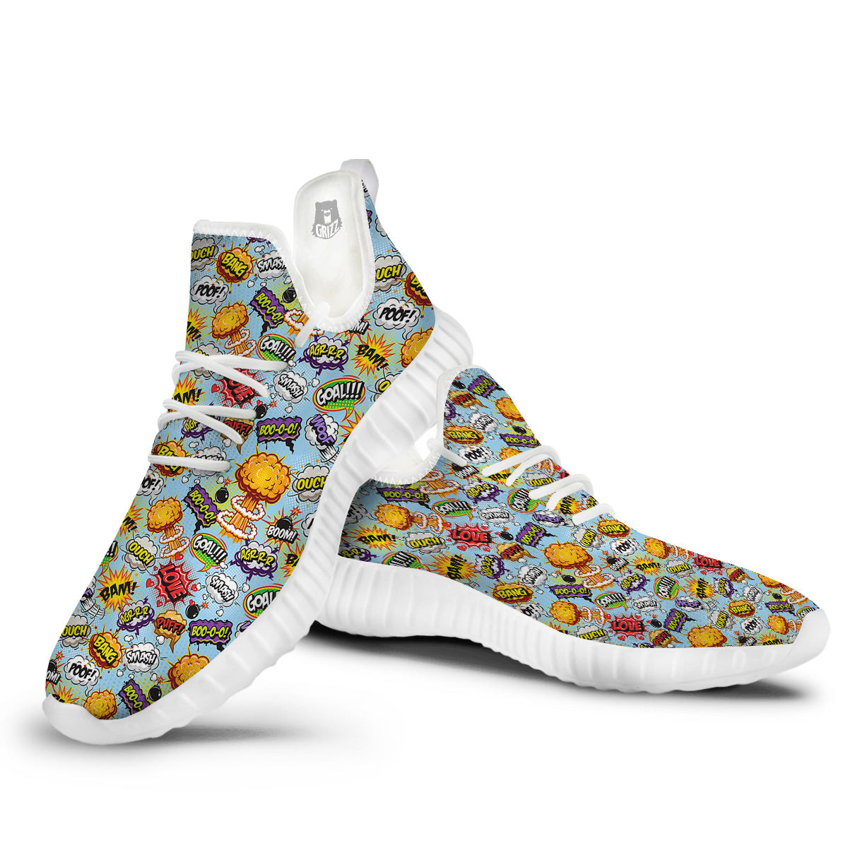 Comics Book Speech Print Pattern White Walking Shoes-grizzshop