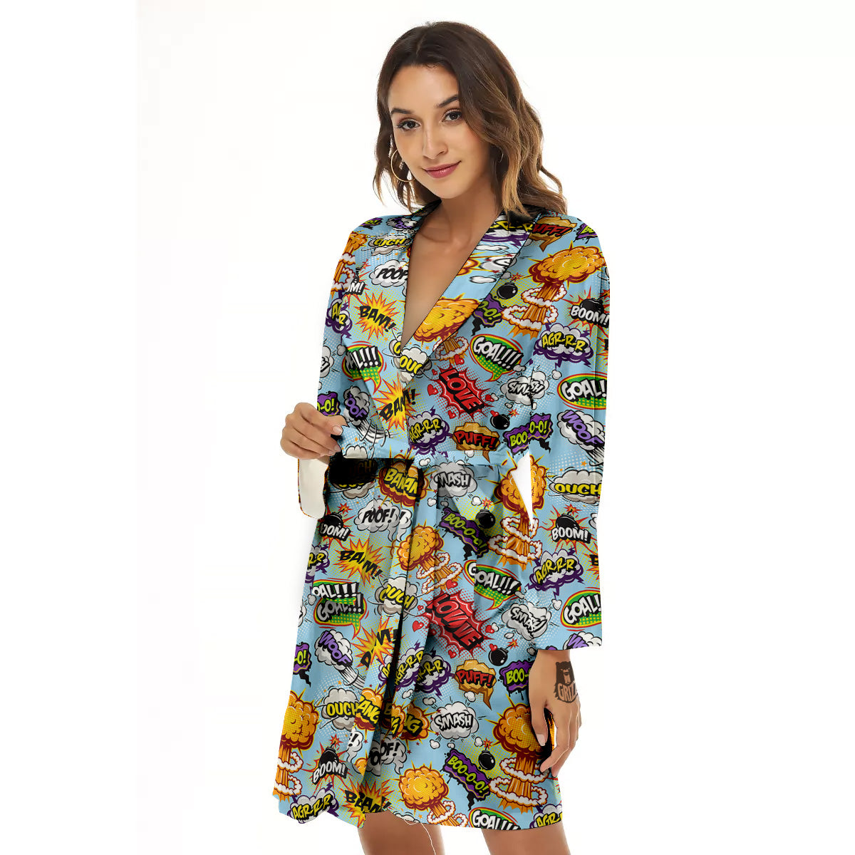 Comics Book Speech Print Pattern Women's Robe-grizzshop