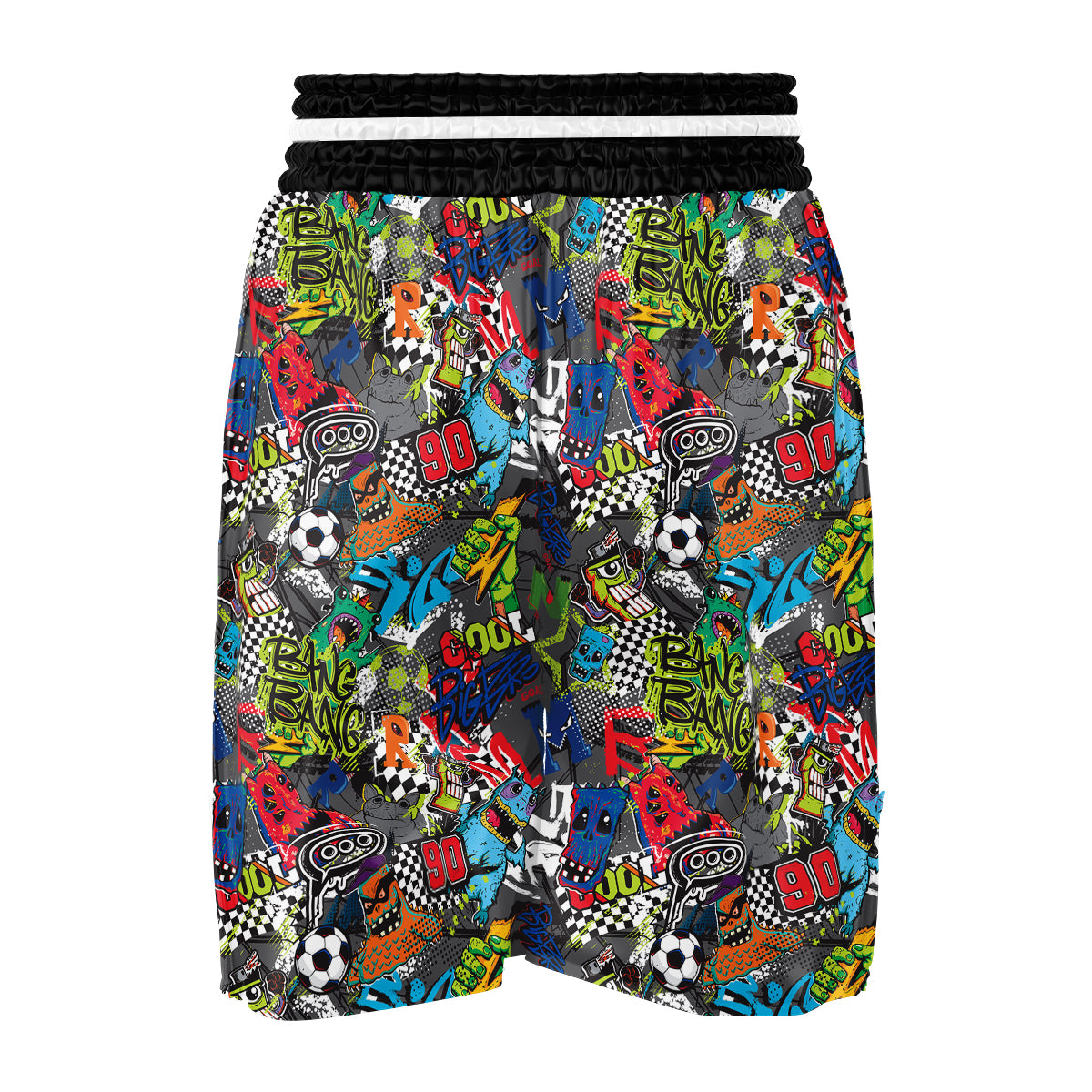 Comics Monsters Graffiti Print Pattern Boxing Shorts-grizzshop