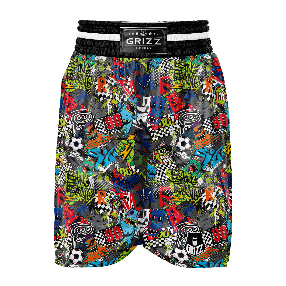 Comics Monsters Graffiti Print Pattern Boxing Shorts-grizzshop