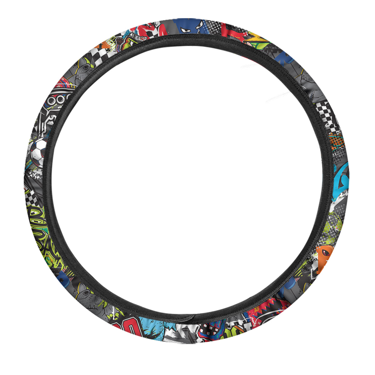 Comics Monsters Graffiti Print Pattern Car Steering Wheel Cover-grizzshop