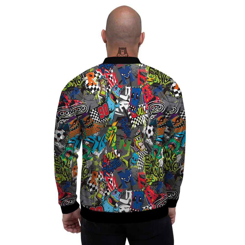 Comics Monsters Graffiti Print Pattern Men's Bomber Jacket-grizzshop